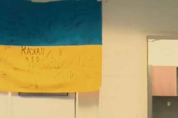 Ukraine inspired by changing room flag bearing personal messages from soldiers in war zone