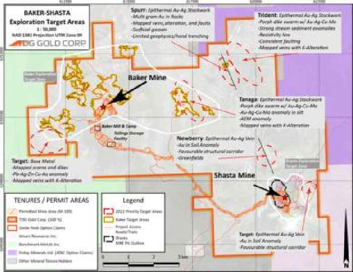 TDG Gold Corp. Identifies Epithermal Gold-Silver Targets Located Within The Shasta-Baker Mine Complex