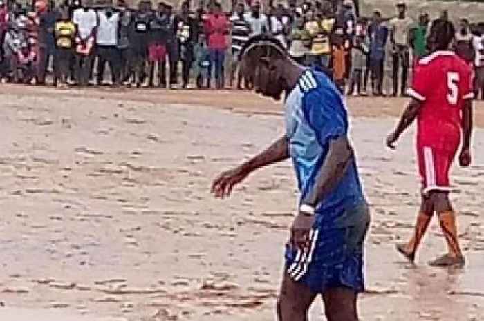 Liverpool star Sadio Mane plays game on mud pitch in Senegal village with El-Hadji Diouf