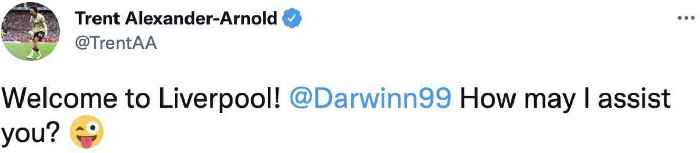 Trent Alexander-Arnold sends message to new Liverpool FC signing Darwin Nunez