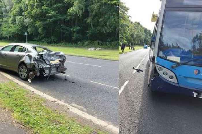 Car mangled after teenage drunk driver smashes into bus and flees scene