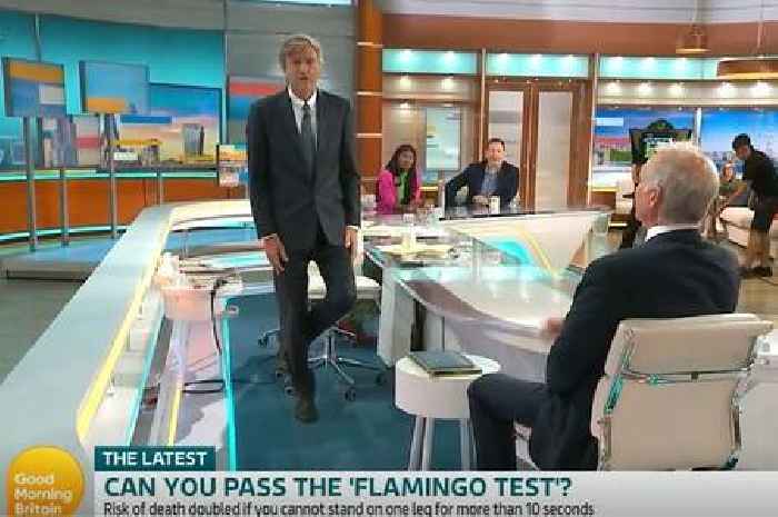 Richard Madeley takes Flamingo balance test live on ITV's Good Morning Britain - test shows if you'll die in next 7 years