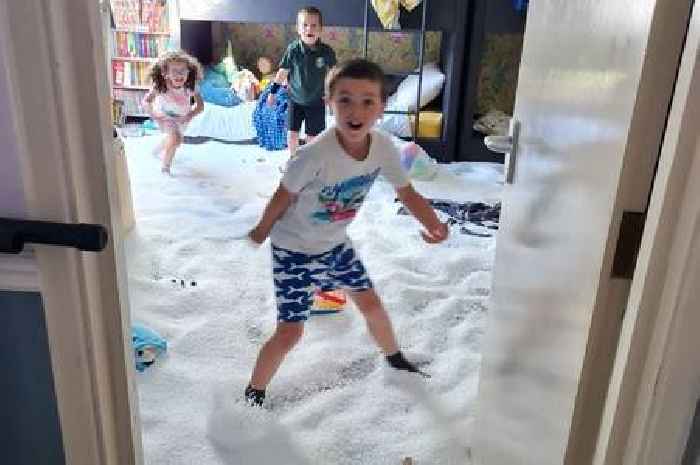 Cheeky kids bury home in bean bag balls that took three hours to clean up
