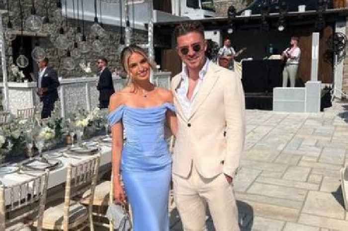 Jack Grealish dons cream suit as he reunites with Sasha Attwood for ex-team-mate's wedding
