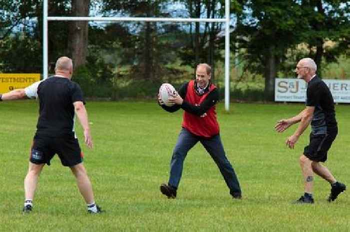 Royal rumble as Prince Edward plays walking rugby on visit to community project