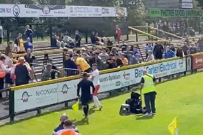 Fight erupts at non-league friendly as players forced to get involved to calm fans down