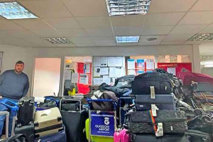 Staff corridors at Scotland's biggest airport crammed full of luggage