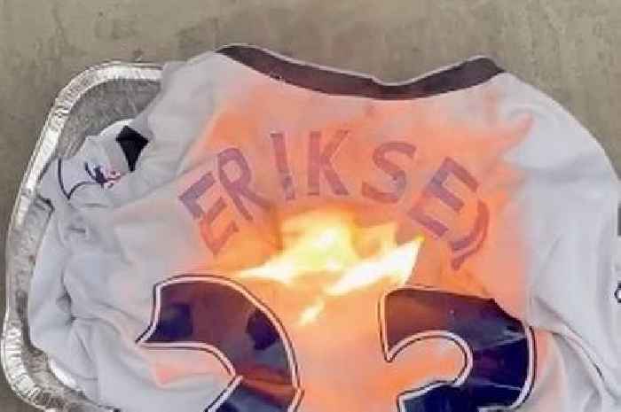 Spurs fan mocked for burning Christian Eriksen shirt as star set for Man Utd move