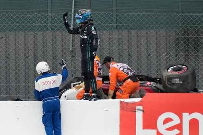 George Russell came to the rescue of young rival whose kart had flipped on top of him