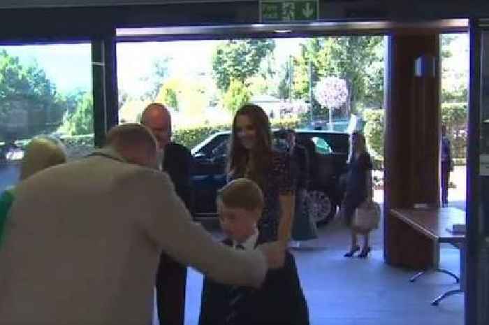Video captures moment Prince George tells William he's too hot in his suit and tie