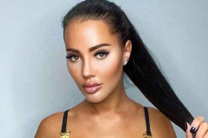 Towie star Yazmin Oukhellou pictured with arm in sling as she is back in UK after horror car crash