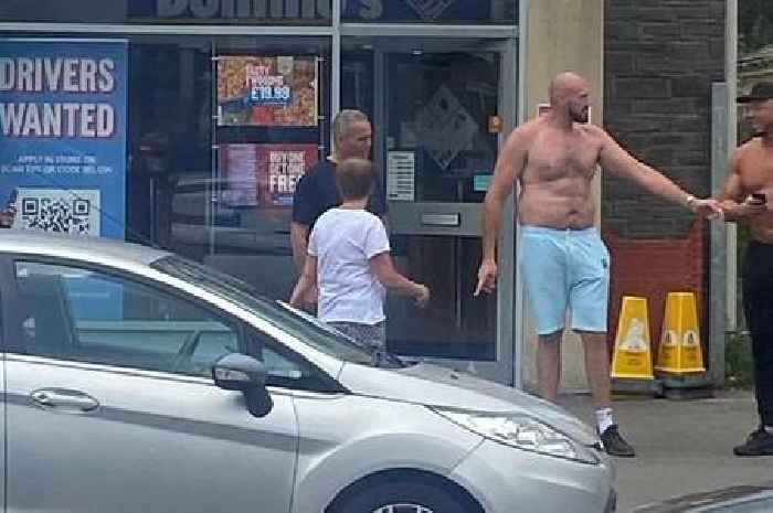 Topless Tyson Fury spotted outside Dominos in Pontyclun
