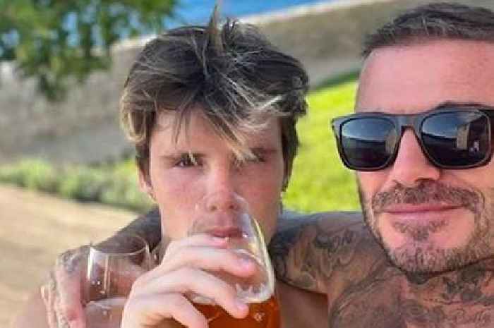 David Beckham goes shirtless as he enjoys beers with son Cruz on Croatian holiday