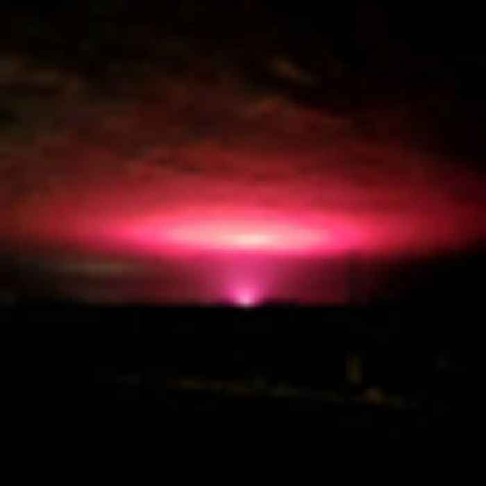 Pink night-sky glow lights up Australian city of Mildura