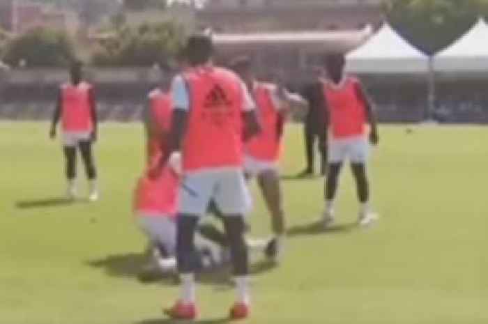 Real Madrid fans wince as Antonio Rudiger smashes into Eden Hazard in training