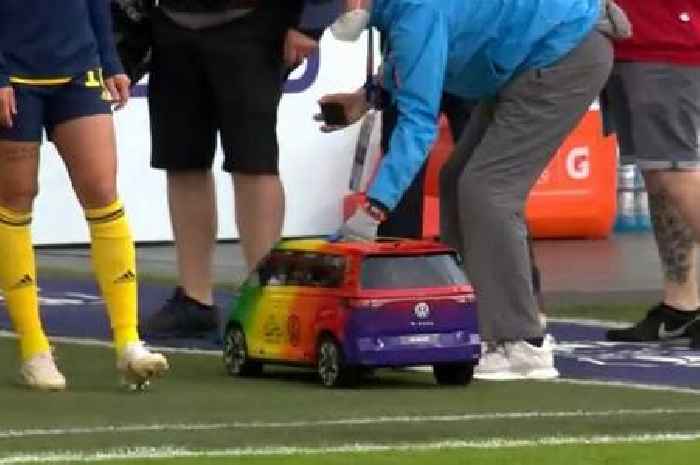 England fans go nuts for 'tiny gay football car' delivering ball for Lionesses semi-final