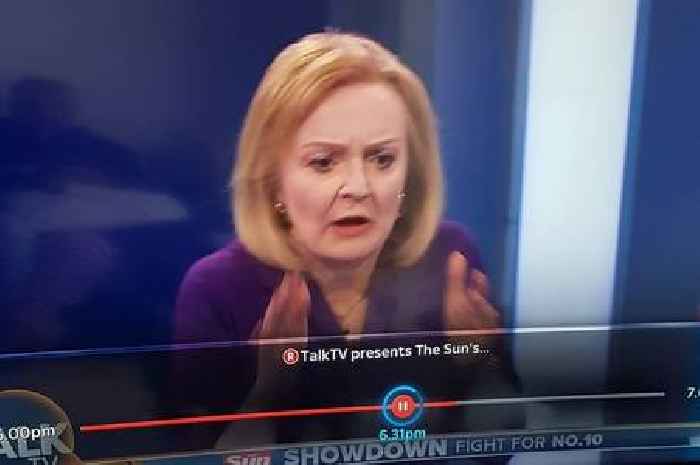 Live Talk TV debate halted as loud crash is heard in front of shocked looking Liz Truss