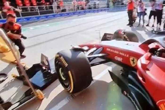 Ferrari suffer 'embarrassing' mishap as Charles Leclerc hits stray object in pits