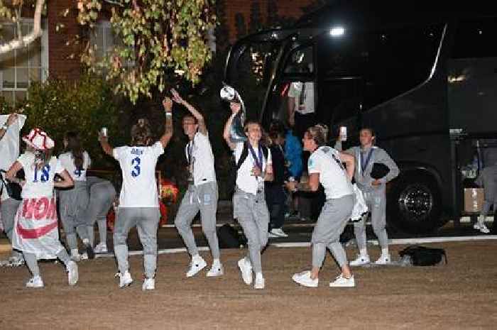 Buzzing Lionesses filmed partying on their hotel lawn as hundreds of fans join them