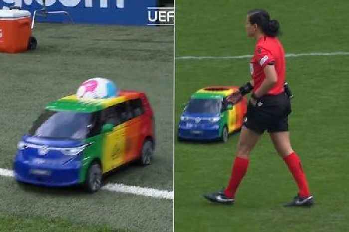 Tiny football car caused havoc before Euro 2022 final - almost running over the referee
