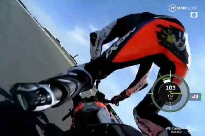 MotoGP star Aleix Espargaro sent flying up in the air as bike gives way at British GP