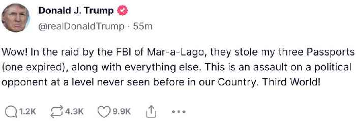 Trump Claims FBI Seized Three of His Passports During Mar-a-Lago Raid: ‘This is An Assault!’