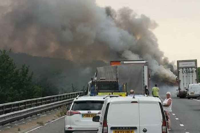Driver killed in horror M18 lorry fire