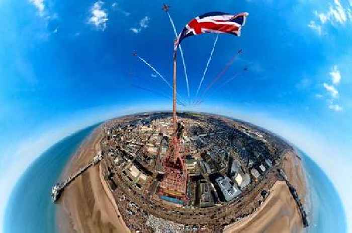Red Arrows captured in gravity-defying selfies after men scale Blackpool Tower