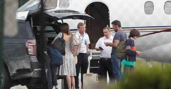 Ben Affleck & Children Seen Leaving Georgia Airport On Private Jet After Lavish Wedding