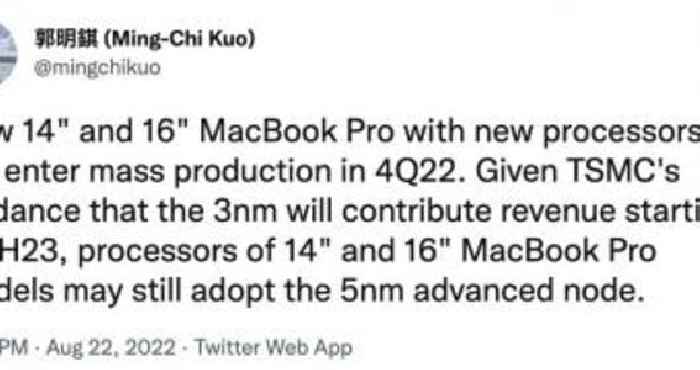 Next-Generation MacBooks Unlikely to Use 3nm Chips