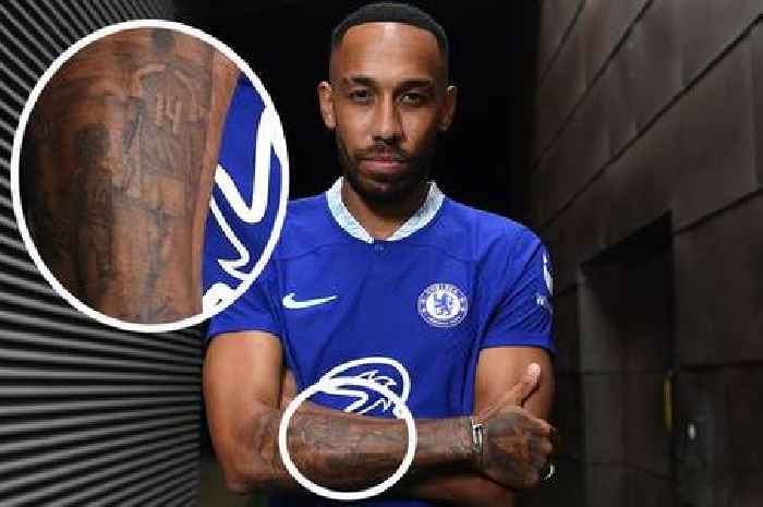 Aubameyang to face Arsenal with tattoo of him and his kids in Gunners kits on show