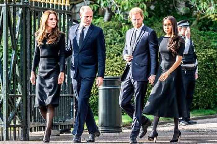 William, Kate, Harry and Meghan appear together for walkabout at Windsor Castle