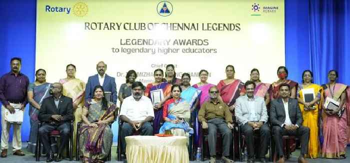 Teachers Play an Important Role in a Student's Life said Dr. Thamizhachi Thangapandian at the Rotary Club of Chennai Legends 