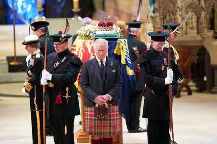 The Queen's four children surround her coffin during heart-wrenching royal vigil