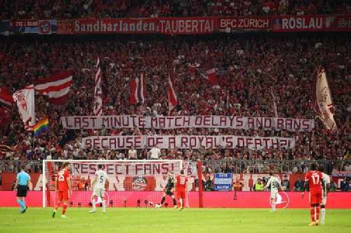 Bayern Munich fans protest Queen's death impacting football with Champions League banner