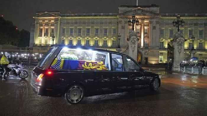 Casket Of Queen Elizabeth Ii Arrives At Buckingham Palace