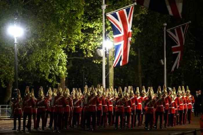 What will happen at Queen Elizabeth's coffin procession as troops hold early morning rehearsal