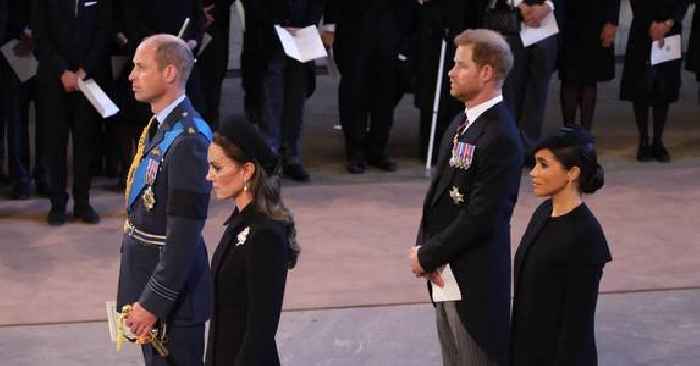 Meghan Markle, Prince Harry, Prince William & Kate Middleton Reunite For Second Time At Queen Elizabeth's Funeral Procession — Pics