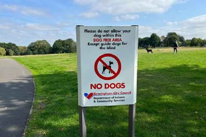 Fury as 'dogs ban' sign appears in Birmingham park angering pet lovers