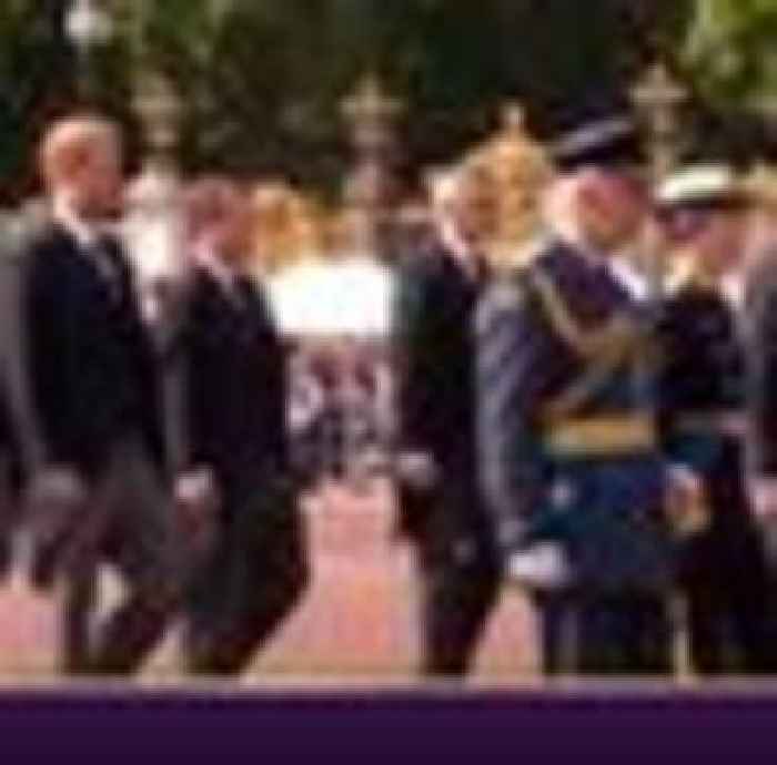 King, William and Harry walk behind Queen's coffin as tens of thousands watch on
