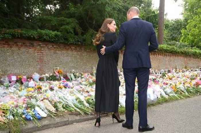 Prince and Princess of Wales William and Kate visit Sandringham to see 'sea of flowers' for The Queen