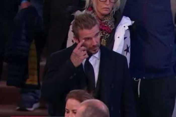 David Beckham wipes away tears as he pays respects to Queen after 13-hour queue