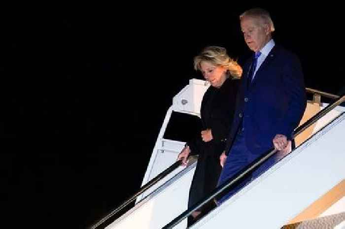 President Joe Biden touches down at Stansted Airport ahead of Queen's funeral
