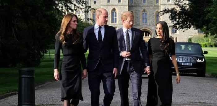 Prince Harry & Meghan Markle Sit Front Row Next To Prince William, Kate Middleton & Kids At Queen Elizabeth's Committal Ceremony