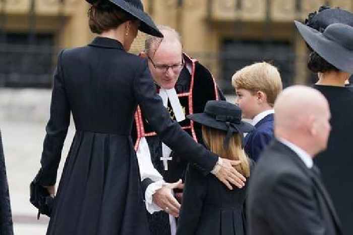 Kate Middleton comforts nervous Princess Charlotte as she enters Queen's funeral