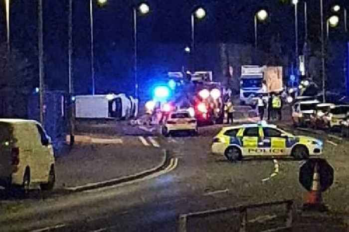 Car flips on side in terrifying Scots road crash as man rushed to hospital