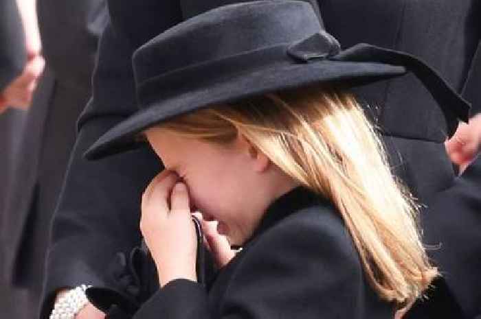 Heartbreaking moment Princess Charlotte bursts into tears at Queen's funeral