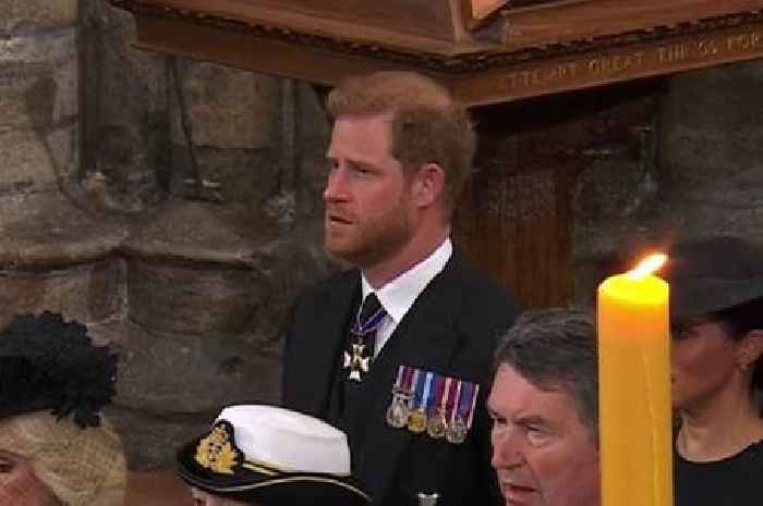 Royal fans claim tearful Prince Harry didn't sing National Anthem at Queen's Funeral