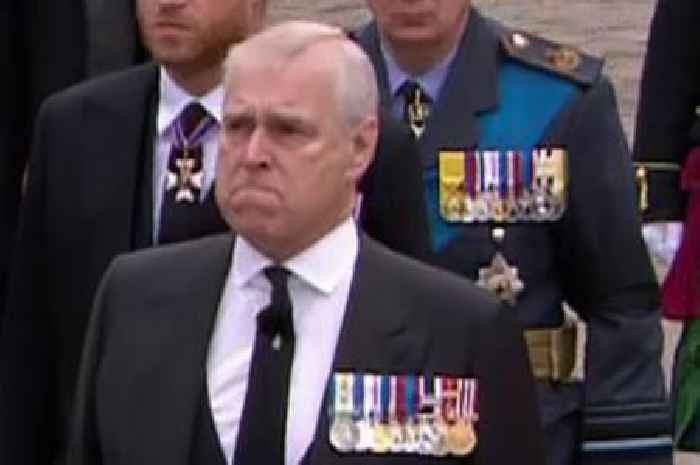 Weeping Prince Andrew follows Queen's coffin in black suit as siblings wear uniform
