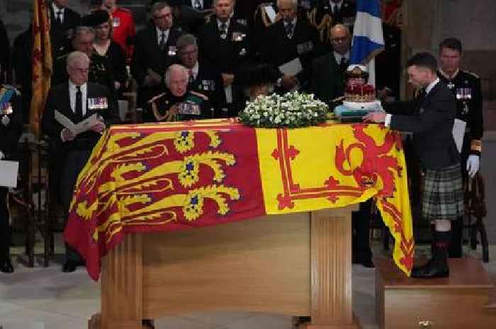 What is the Lion Rampant flag of Scotland used at Queen's funeral and why is it different from Saltire?